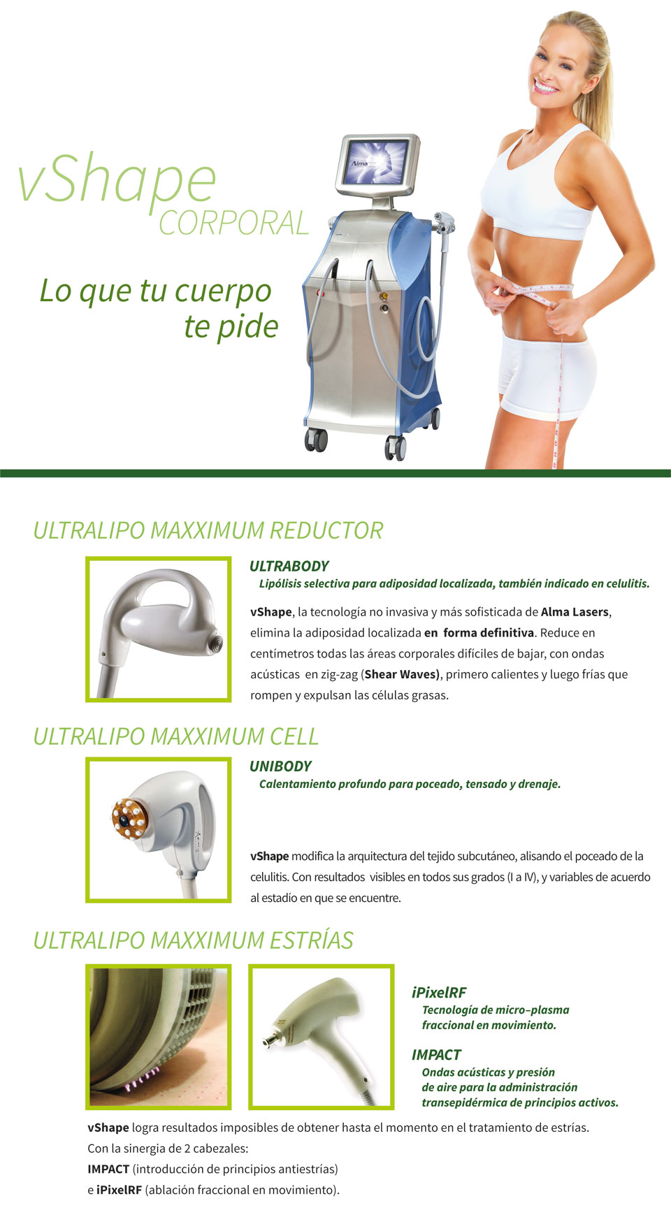 vSHAPE CORPORAL · Lo que tu cuerpo te pide